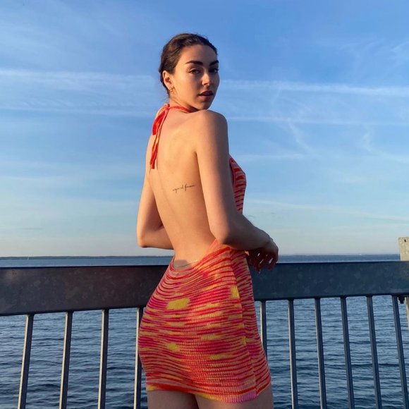 Knit open back mini dress - Picture 3 of 3